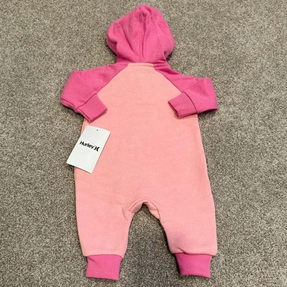 NWT Hurley infant pink one piece sweatshirt outfit with hood